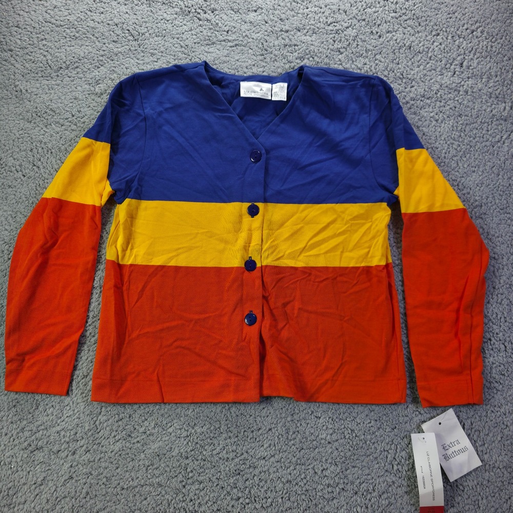Liz Claiborne Sportdress Cardigan Petite Small Color Block Cotton 1633990A NWT